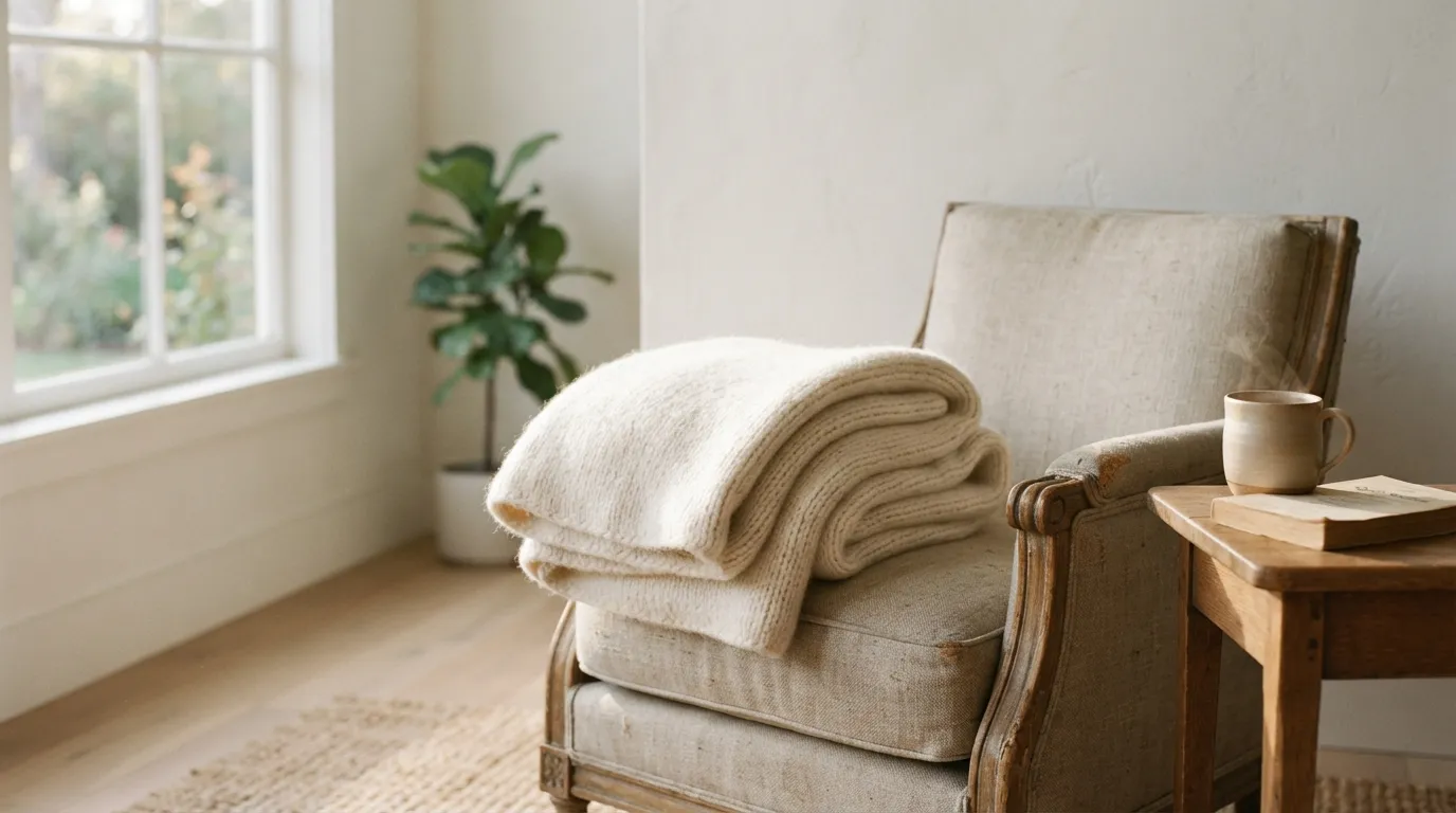 A soft blanket folded gently at home